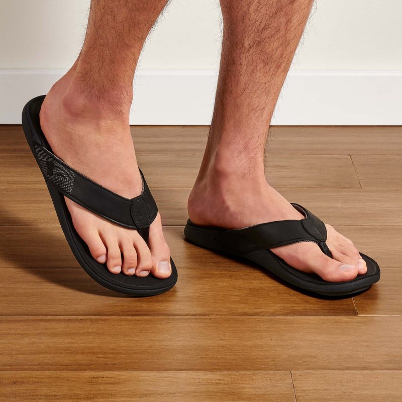 Olukai Tuahine Mens Beach Sandals Black Canada | L3Q-5481