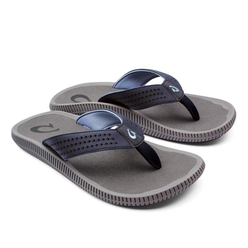 Olukai Ulele Mens Beach Sandals Blue / Deep Grey Canada | I7G-6472