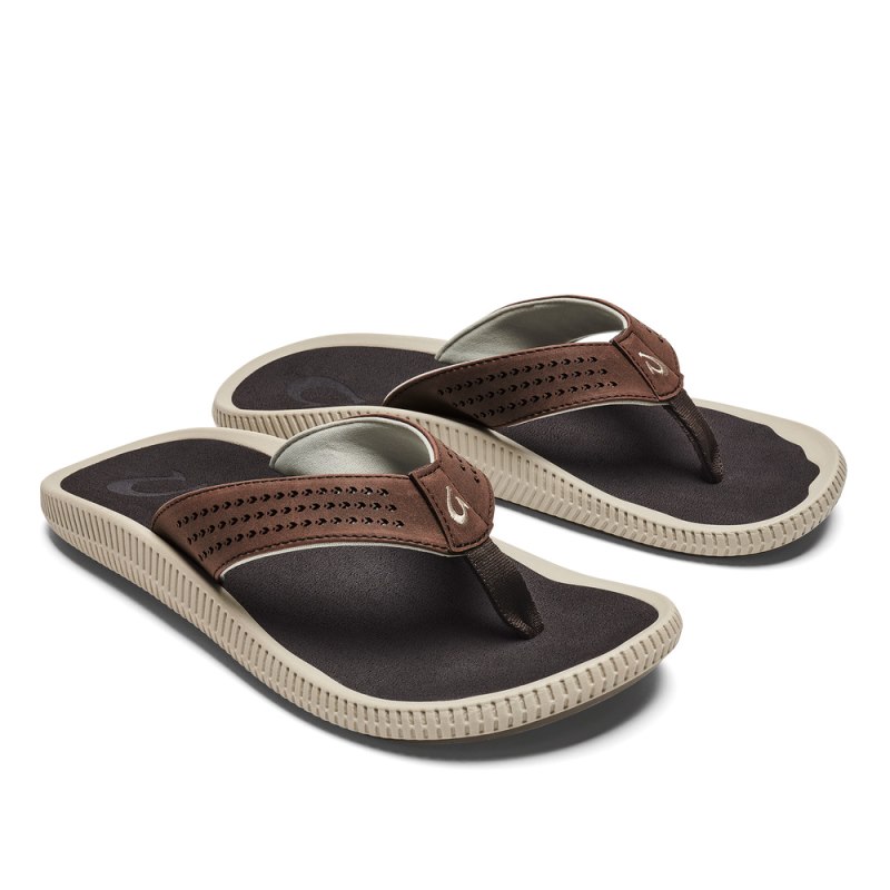 Olukai Ulele Mens Beach Sandals Dark Brown Canada | M3A-9521