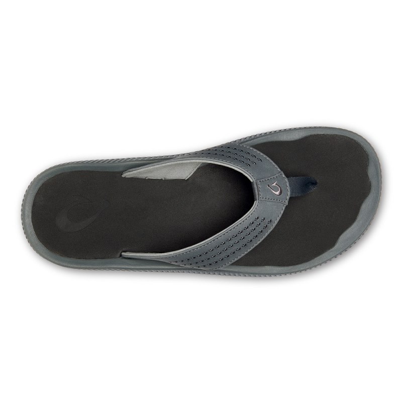 Olukai Ulele Mens Beach Sandals Deep Grey / Black Canada | X5E-8314