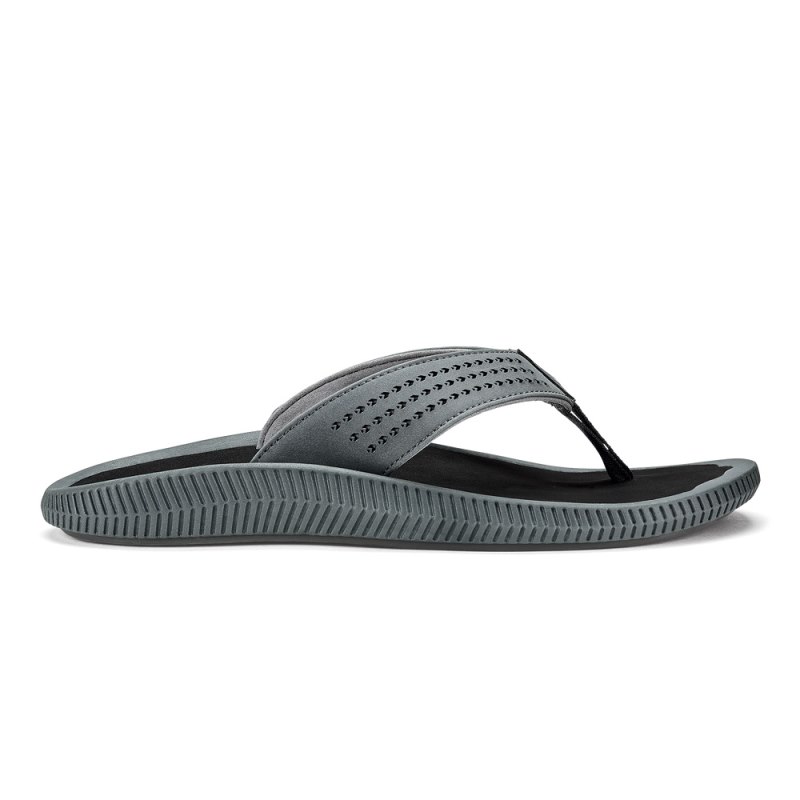 Olukai Ulele Mens Beach Sandals Deep Grey / Black Canada | X5E-8314