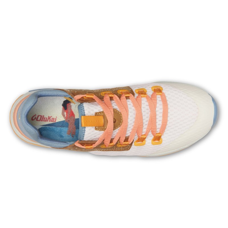 Olukai Wailuku Womens Athletic Shoes Bright White / Orange Canada | D5V-2064